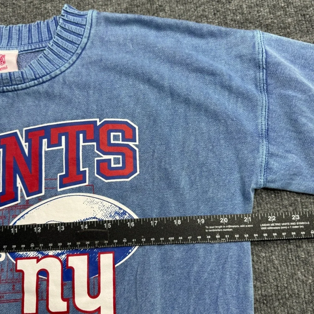 NWT‎ New York Giants NFL Apparel Sweatshirt Teens S Blue Acid Wash Graphic